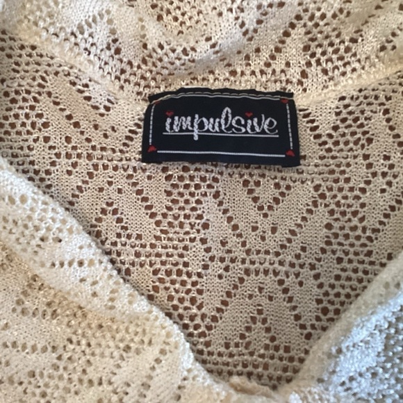 Cottagecore, schoolgirl, coquette, pointelle knit short sleeve ecru cardigan. L? - Picture 8 of 8